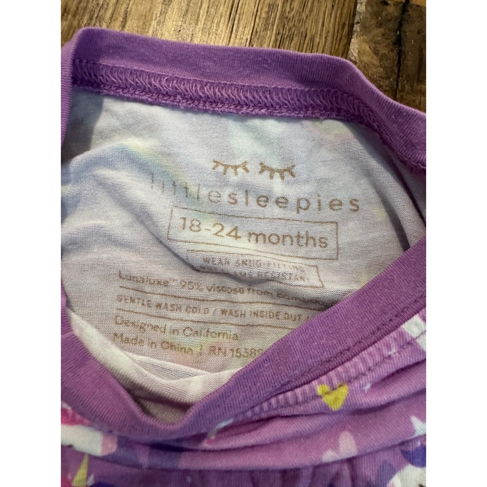 Little Sleepies Pajamas Bamboo Siennas Unicorn Rainbows Size 18 24 Months - Picture 3 of 5